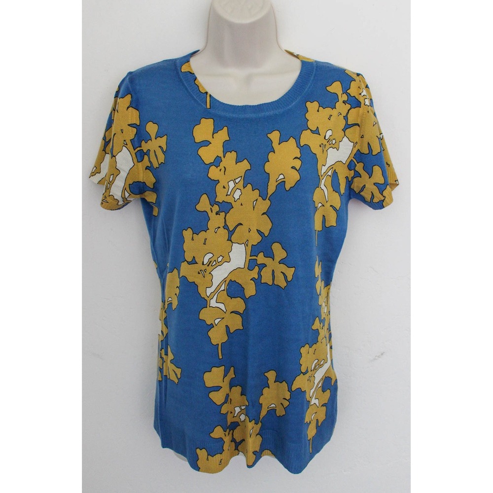 Jonathan Saunders for Escada Sport Sweater Top Medium Blue Floral Pullover Italy